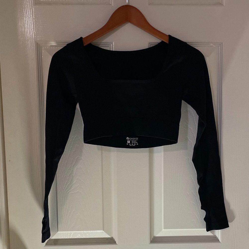 Women's Crop Top Ribbed Seamless Workout Exercise Long